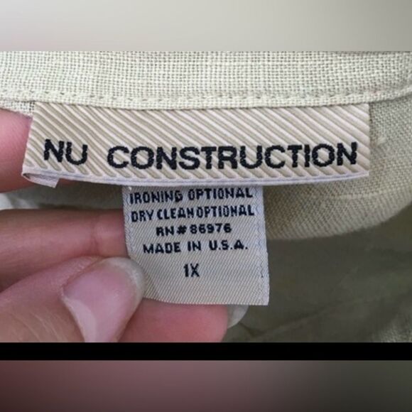 NU Construction 100% Linen Boho Lagenlook Ling Sleeves Button Up Shirt Size 1X - Picture 10 of 12